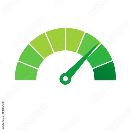 Green Performance Meter with Needle Displaying Status Level Indicator Gauge