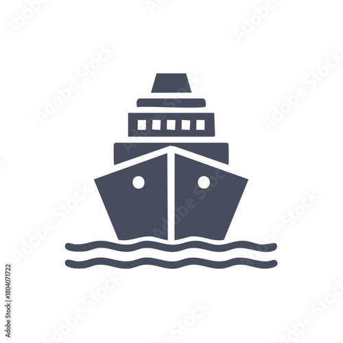 Cruise ship illustration. Ocean liner logo or icon. Travel, journey, holiday concept.
