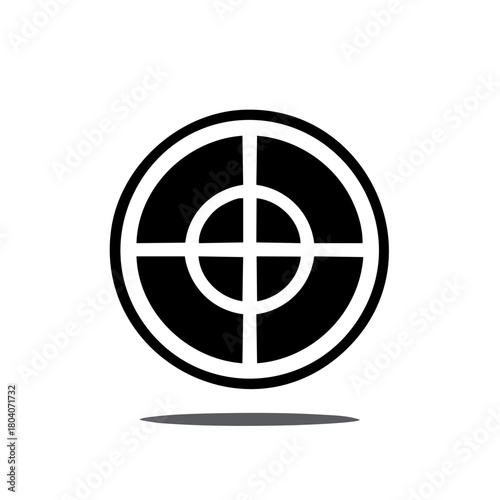 Black simple target symbol with crosshairs and outer circle