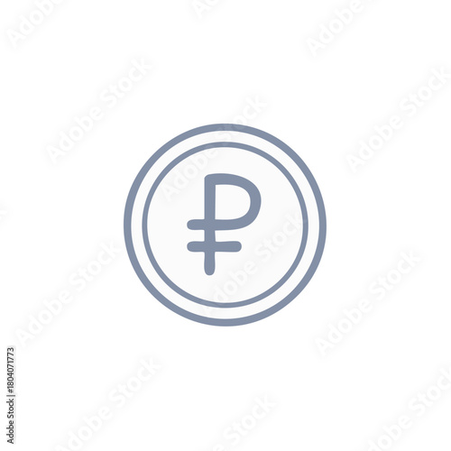 Simple Russian Ruble Currency Symbol Icon with Circle Outline