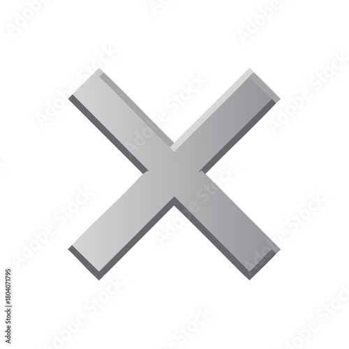 Metallic Gradient Cross Symbol with Subtle Shadow Effect