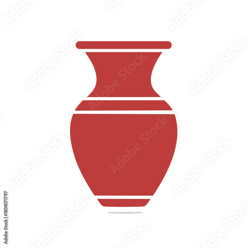 Simple stylized red ancient amphora vase icon