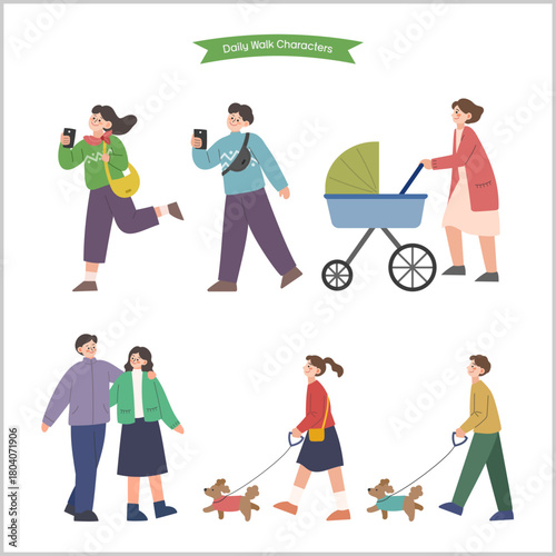 일상 산책 캐릭터 세트