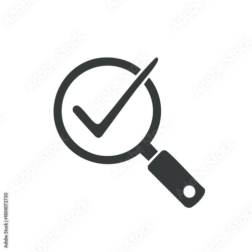 Magnifying glass with checkmark symbol for search and success concepts