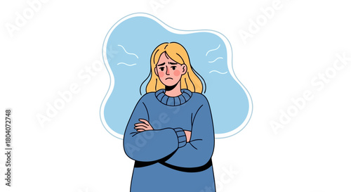 Illustration of frustrated young woman with arms crossed and steam coming from her head