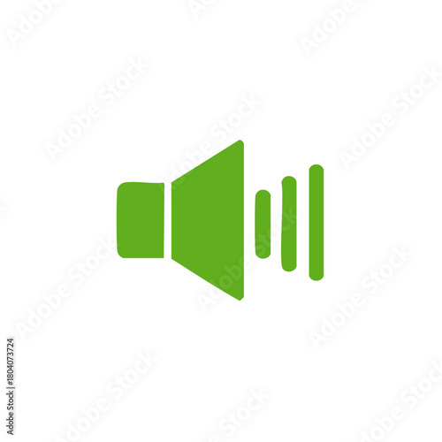 Green speaker icon indicating sound volume on white background.