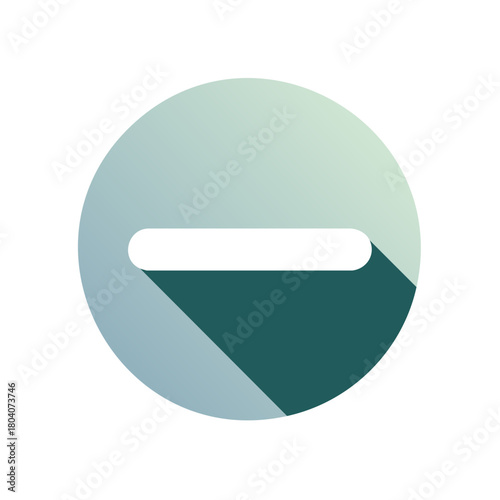 Minimalist minus sign icon with gradient circle and long shadow effect
