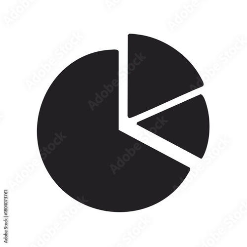 Black and White Circular Pie Chart with Percentage Breakdown for Business Statistics