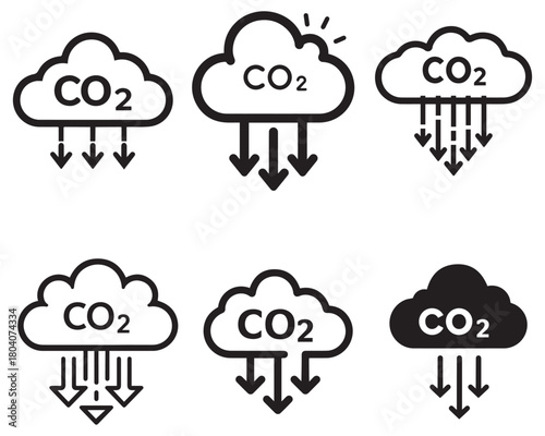 Carbon dioxide gas black outline icon nature pollution design.
