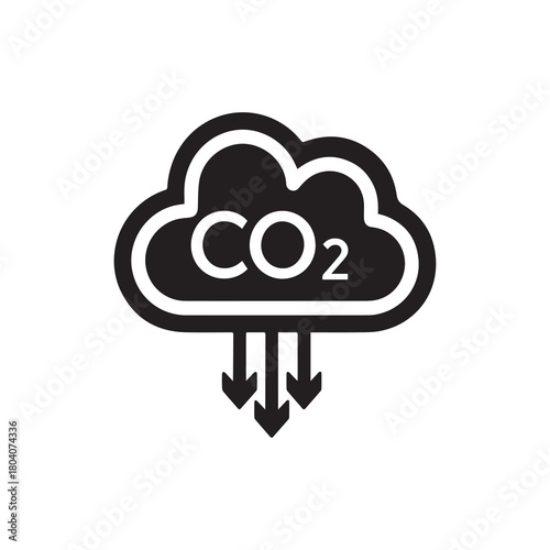 Carbon dioxide gas black outline icon nature pollution design.