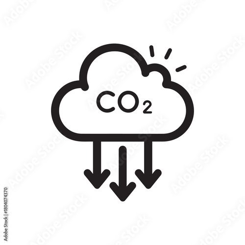 Carbon dioxide gas black outline icon nature pollution design.