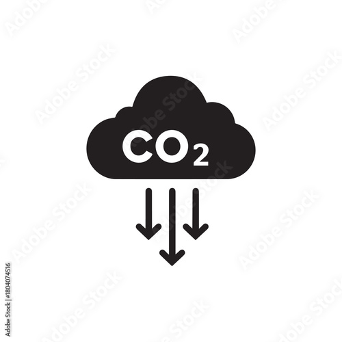 Carbon dioxide gas black outline icon nature pollution design.