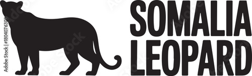 Somalia leopard vector silhouette illustration feline predator wild cat profile jungle safari wildlife animal