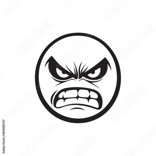 Very angry face sketch vector icon with simple lines and strong expression, perfect for emoji, emotion illustration or communicative design element.