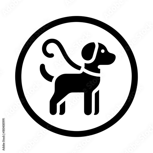 Black and White Illustration of Pets on a Leash Symbol
