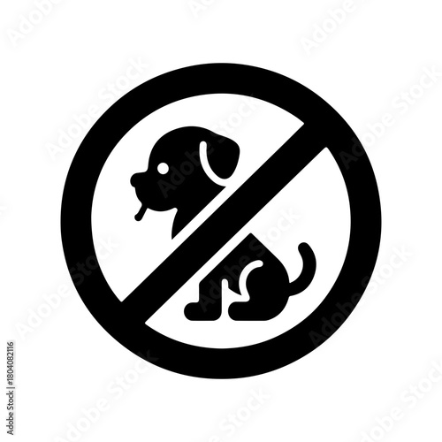 Black and White Illustration of No Pets Allowed Symbol
