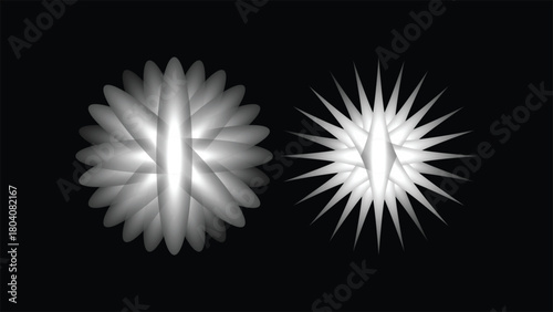 Abstract Geometric Flower Designs on Black