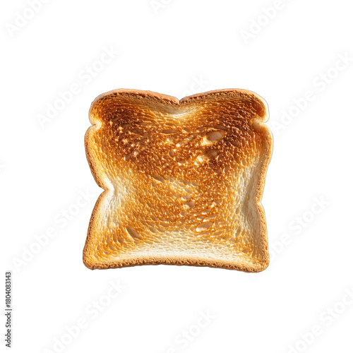 Golden Brown Toasted Bread Slice Isolated on Transparent Background with Natural Lighting and Detailed Texture