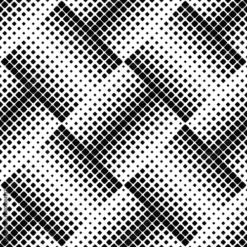 Geometrical seamless rounded square  pattern background - abstract monochrome vector illustration from squares