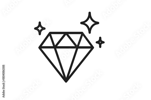 Simple outline icon of a sparkling faceted diamond gemstone symbolizing luxury and wealth