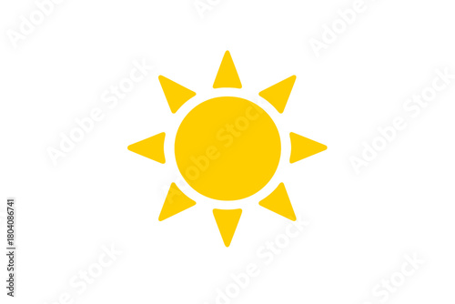 Bright yellow sun symbol representing summer heat and sunny weather forecast