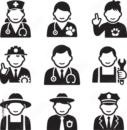 Diverse Professions Icons Set
