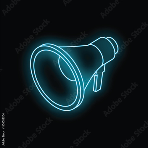Neon megaphone glowing, concept for breaking news or advertisement