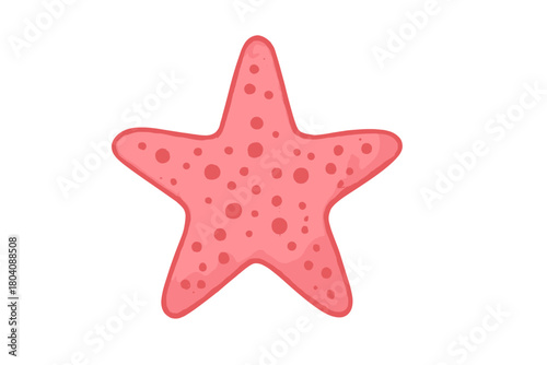 Bright pink sea star with textured spots isolated on a clean white background
