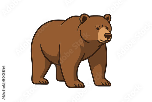 Powerful wild brown bear standing firmly for nature and wildlife themes