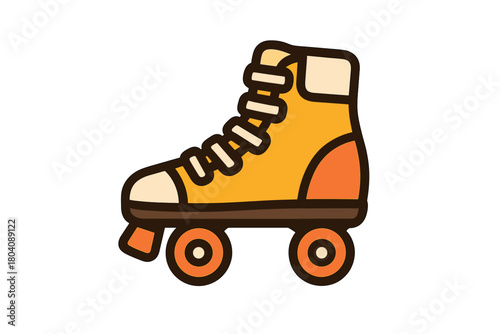 Classic high-top roller skate in vibrant yellow and orange colors for retro sports activity