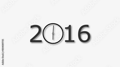 2016 Year clock animation on white background. Digital clock icon concept calendar design video.