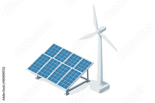 Solar panel array and wind turbine generating clean renewable energy