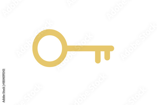 Simple golden skeleton key icon representing access, security, success, or finding a solution