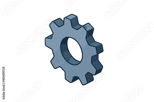 Three dimensional cogwheel symbol representing mechanical processes and technical configuration