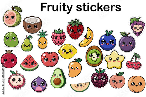 “Kawaii Fruit Sticker Bundle – Clipart Cute Cartoon Fruit Clipart, Adorable Kawaii Food Stickers, Vector Fruit Illustrations for Digital Planners, Scrapbooking, Printables, Procreate, SVG PNG Designs”