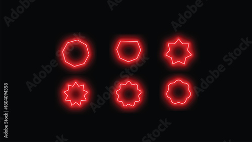 Red Geometric Neon Shapes on Black Background