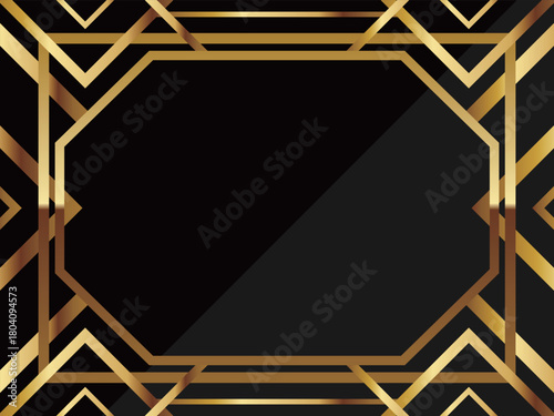 高級感のあるアールデコ背景　ブラック＆ゴールド