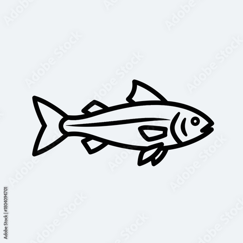 Outline drawing of a single fish on a light gray background.