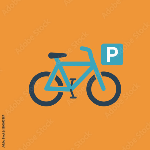 Bicycle parking sign with a stylized bicycle icon.