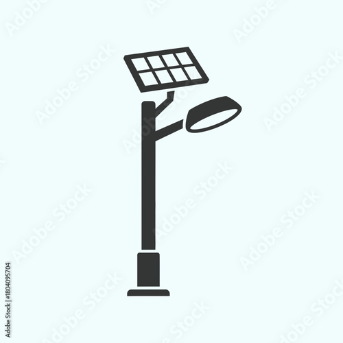 Solar powered street lamp icon on a light background.