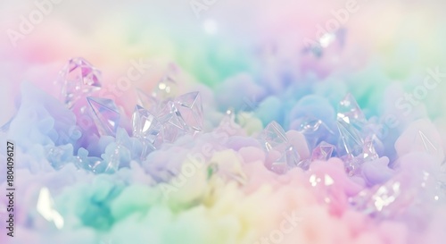 Pastel colored crystal cluster abstract background