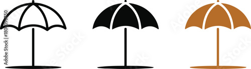 Vector illustration of a street lamp and an open umbrella, providing protection from the rain in a wet autumn season design