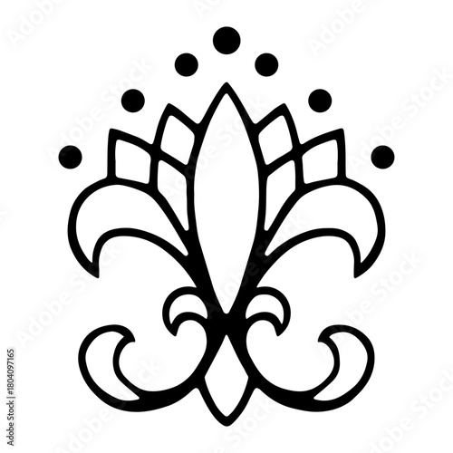 Vector black and white illustration of royal lily fleur de lis.