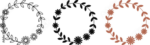 Vector illustration of wheat ears isolated on white with a floral vintage border design element