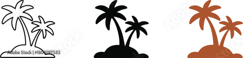 Vector illustration of a tropical palm tree silhouette on a beach at sunset