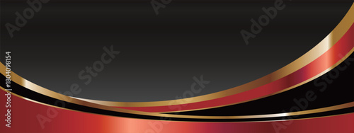 高級感のあるラインとグラデーションのバナー　ブラック＆レッド