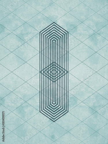 Digital illustration with outlines of rectangles forming a dynamic pattern. Light textured background adds depth while minimalist style emphasizes optical illusion. 3d rendering
