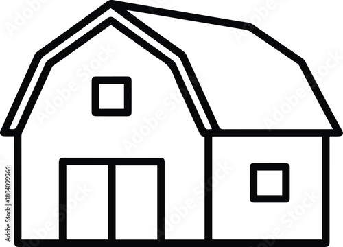 Barn Line Icon - Farm Building and Agriculture Vector Symbol