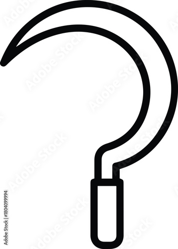 Sickle Line Icon - Agriculture Harvesting Tool Vector Symbol