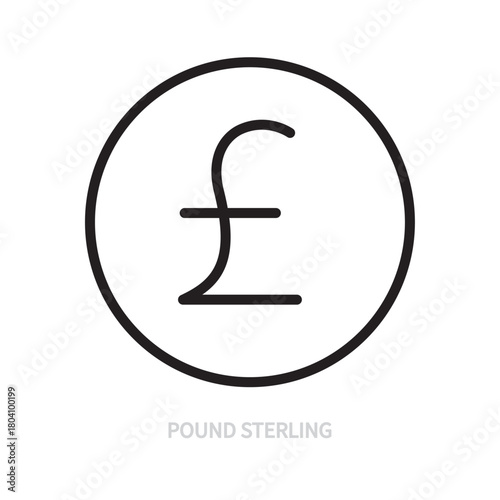 Pound sterling line icon. One of the types of global currency sign, symbol. Business, economy, finance, money, bank concept. Vector illustration. Editable stroke. Isolated on a white background.